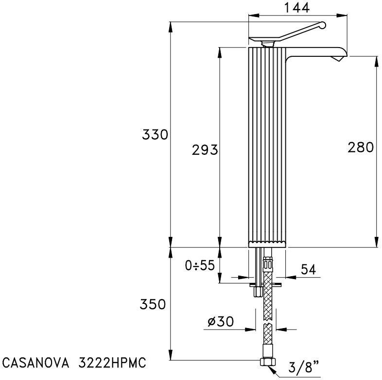 RUBINETTERIE STELLA Смеситель для раковины, однорычажный Casanova 3222hpmc - Вид №4