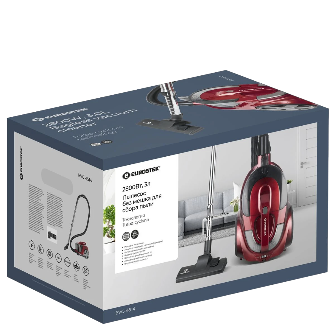 9165699 Пылесос Eurostek EVC-4514 красный STDN-0022366 - Вид №4