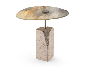 Журнальный столик из травертина и стекла