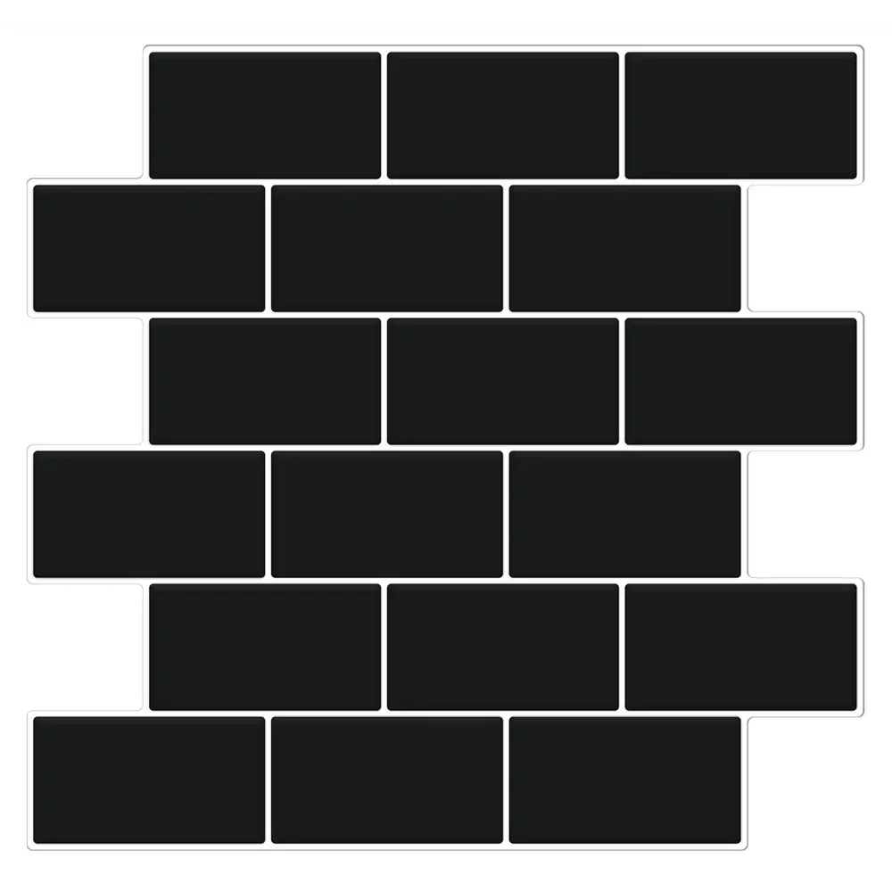 Наклейка декоративная 3D мозаика Черный кирпич 25x25 см FBRUSH STLM-2160423
