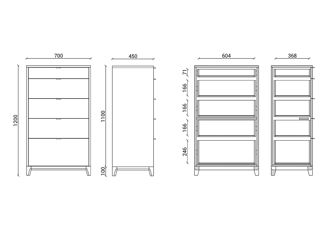 Комод высокий деревянный Case THE IDEA ДИЗАЙНЕРСКИЕ 209978 Бежевый  - Вид №1