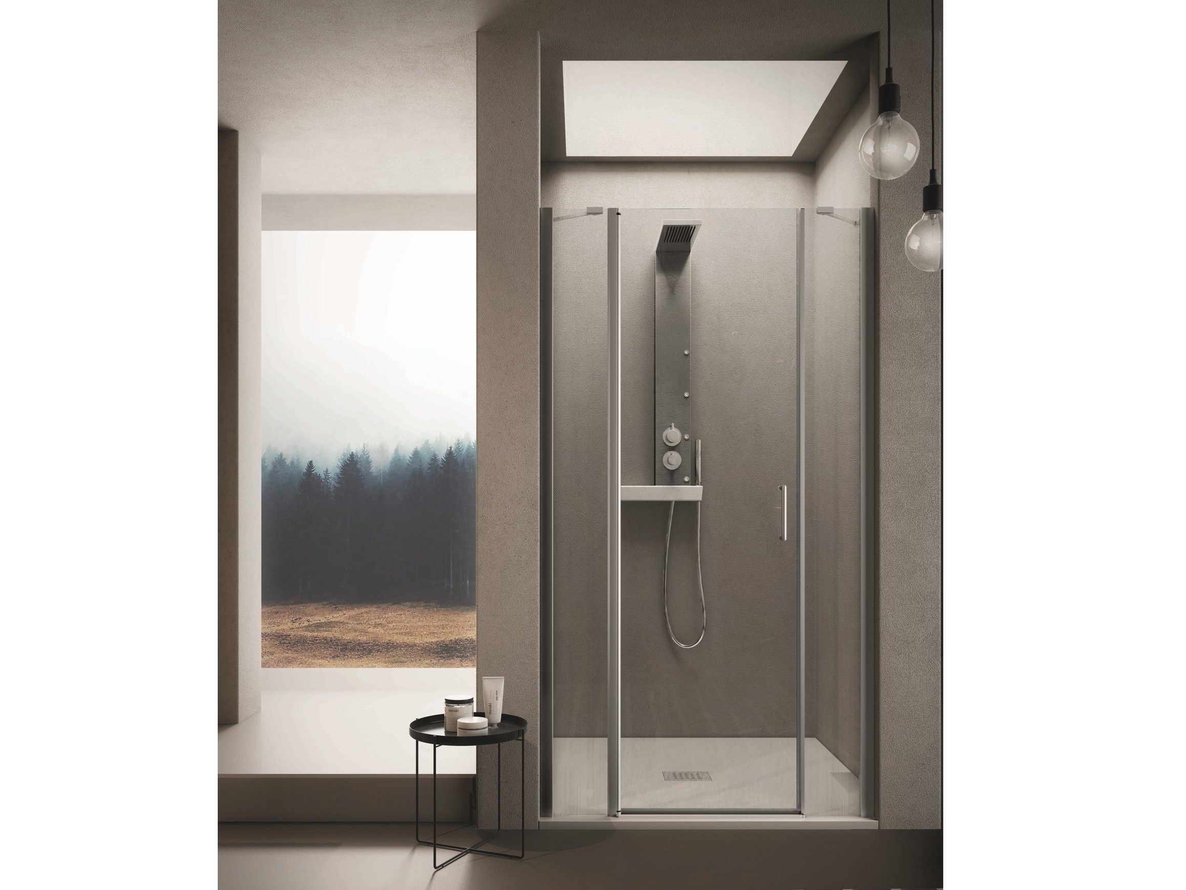 Стеклянная нишевая душевая кабина с распашной дверью INDA® Claire design ARCH-00069118 - Вид №1