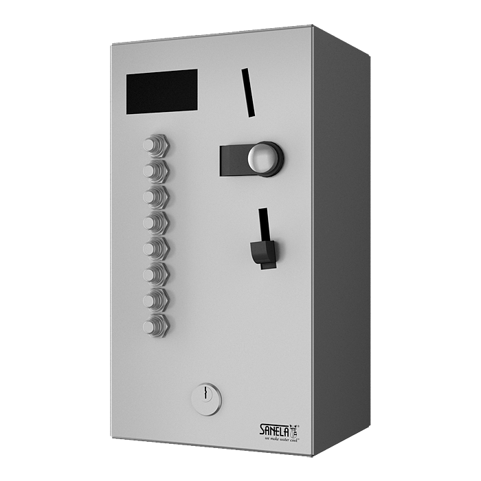 88029 Монетный и жетoнный автомат для 2 - 8 или 12 душей, интерактивное управление, выбор душа пользователем SANELA 