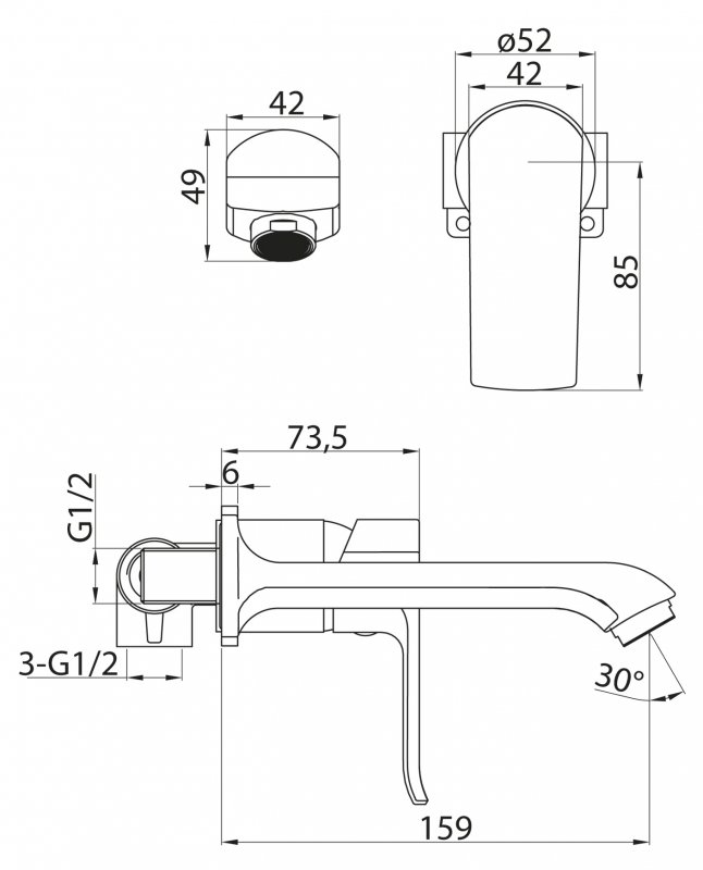 Встраиваемый смеситель для раковины DISCO DIS-BCM-CRM BELBAGNO  - Вид №1