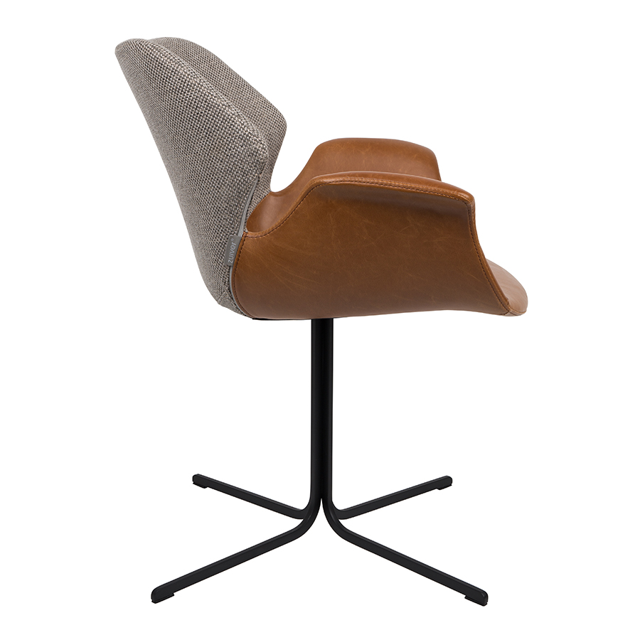 Кресло Nikki коричневое с черным основанием Zuiver 1200137 - Вид №6