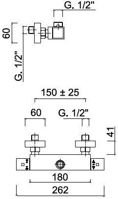 Rubinetteria Giulini Смеситель для душа на 2 отверстия Pablolux F8204 - Вид №1