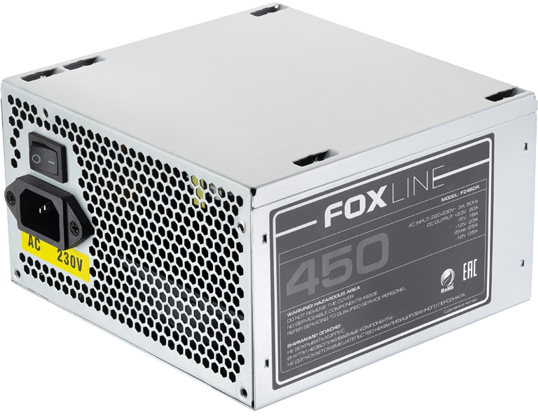 FZ-450R Power supply , 450w, atx, nopfc, 120fan, 2xsata, 2xpata, 1xfdd, 24+4 Foxline Santreyd 