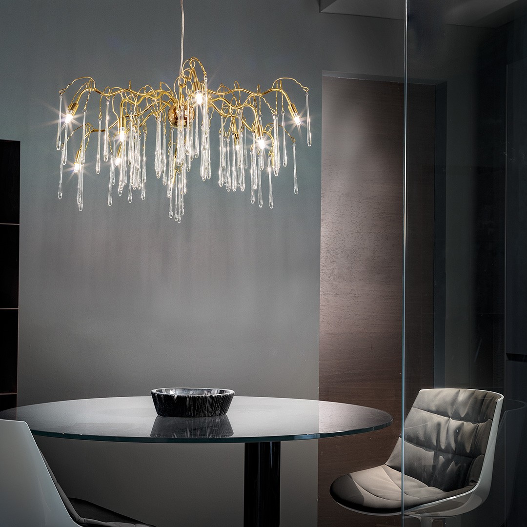 Frezia Light 1005/10 A золотая подвесная люстра на 10 лампочек 117640 - Вид №1