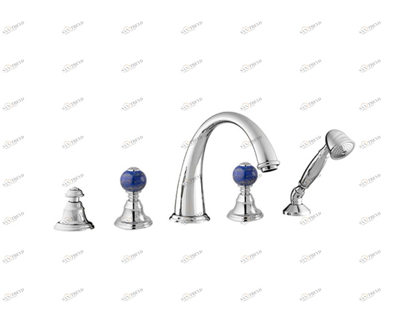 037116.LP0.50 Комплект для ванны на пять отверстий с камнем лазурит Яркий хром Mestre 