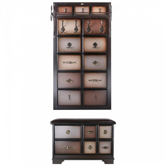 15004,11540 Настенная прихожая с ящиком Пандора 3 Шоколад BOGACHO 4627139508533, 4627139509776