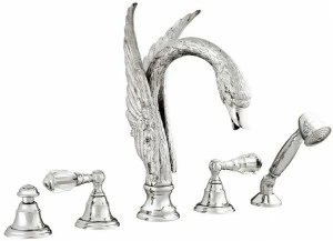 Bronces Mestre Комплект для ванны с 5 отверстиями, украшенный кристаллами swarovski® Antartica swan