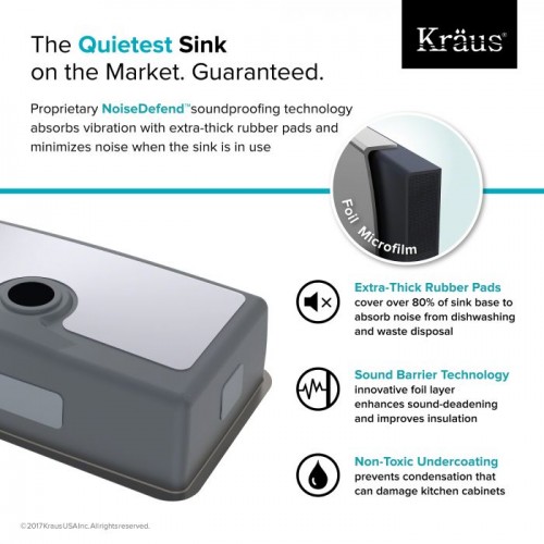 Dex KD1US25B Мойка кухонная прямоугольная Krausru  - Вид №6