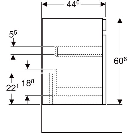 501.904.01.1 Шкафчик для раковины Geberit Renova Plan, с одним выдвижным ящиком и одним внутренним выдвижным ящиком Geberit  - Вид №57
