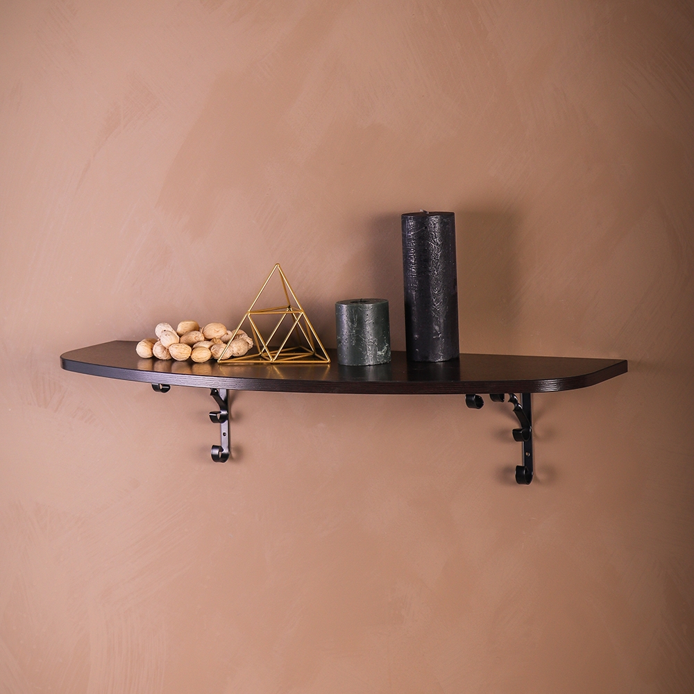 Полка фигурная , 800x250x16 мм, дуб венге LJPS0449 Public Steel Россия  - Вид №3