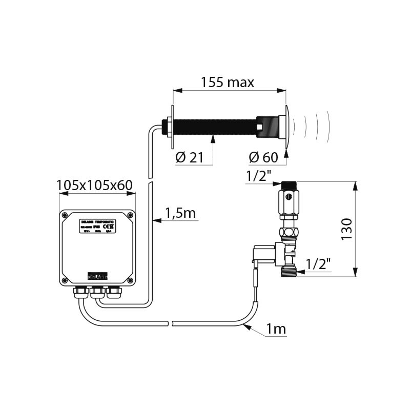 428150 Кран для писсуара TEMPOMATIC DELABIE  - Вид №1