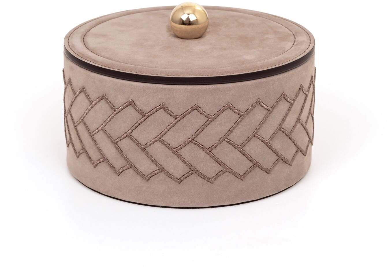 Lily Box - Ø 20XH8 см / металл-хром/нубук-кожа_кофе