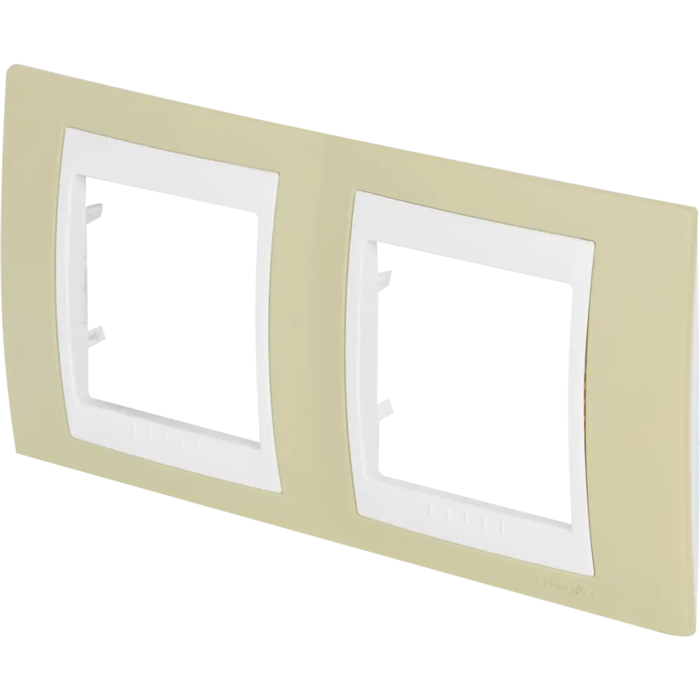 Рамка для розеток и выключателей Systeme Electric Unica 2 поста, цвет зелёное яблоко/бежевый STLM-2097234 - Вид №1