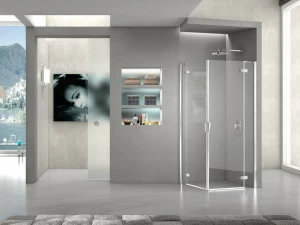 Duka Душевая кабина угловая стеклянная с распашной дверцей Aura – senza profili