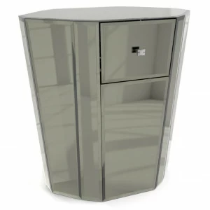 Тумбочка прикроватная зеркальная черная с ящиком "Мистик" GRAUM  304067 Зеркальный;серый