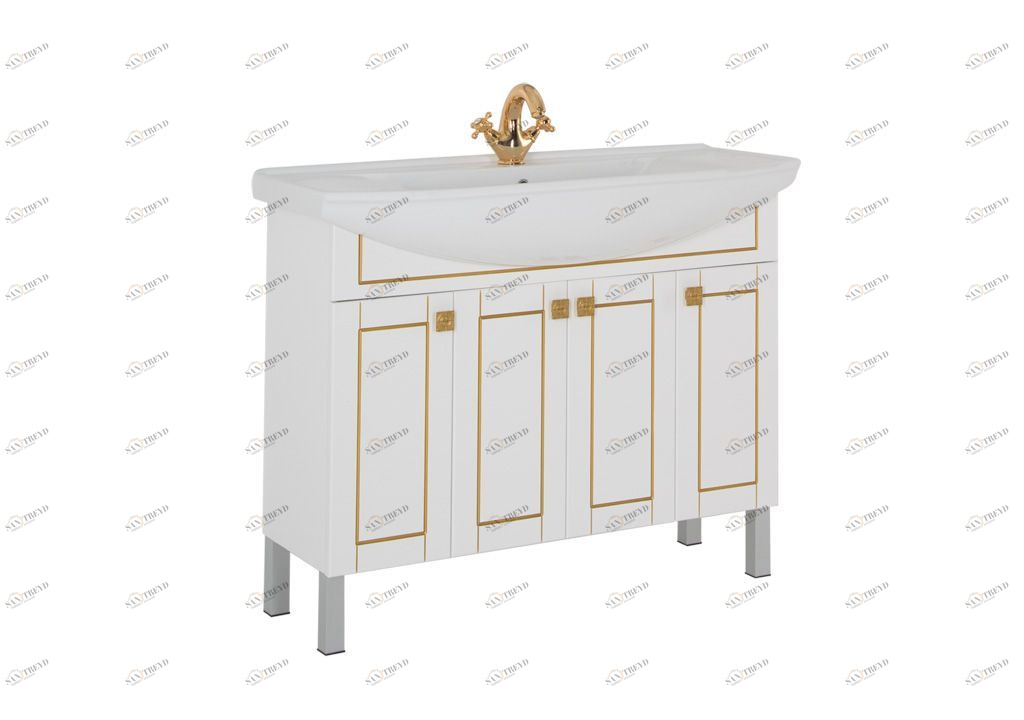 Тумба с раковиной Aquanet Честер 105 белый/золото 0018638900184263