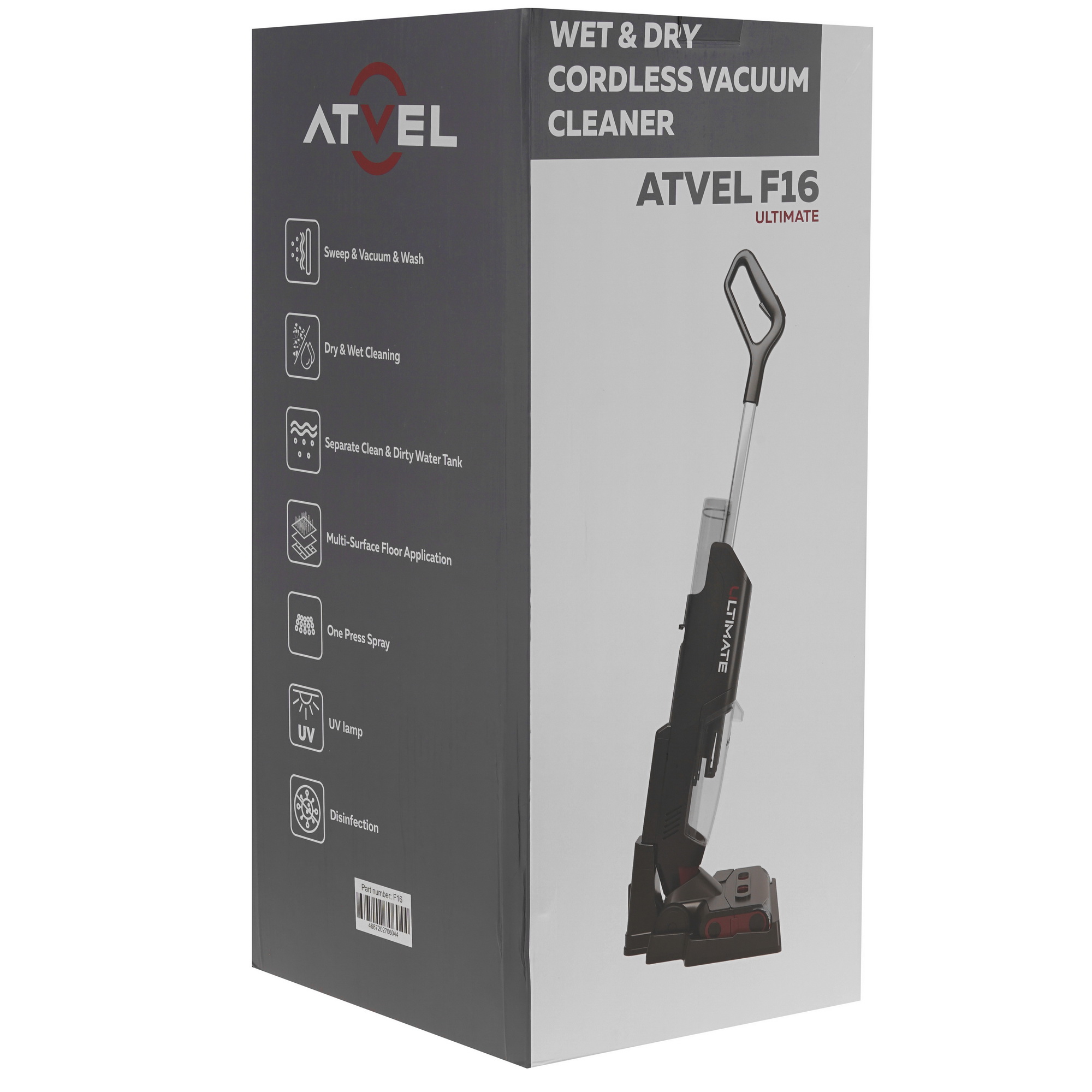 9010554 Моющий пылесос вертикальный   Atvel F16 Ultimate  серый STDN-0142969 - Вид №11