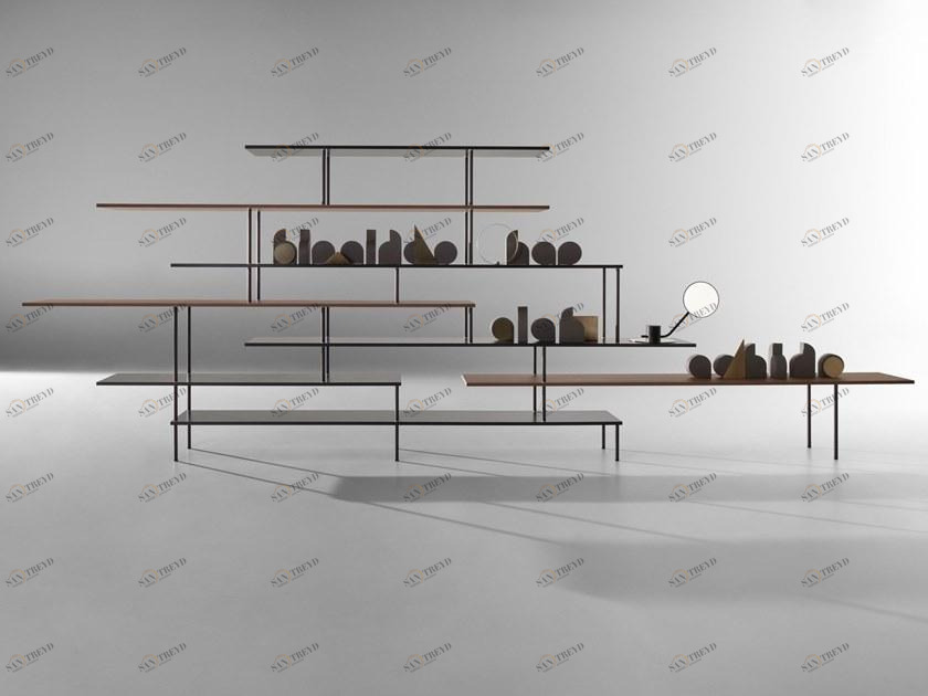 MDF Italia Открытый самонесущий двухсторонний книжный шкаф из алюминия и дерева sun-id-1403632