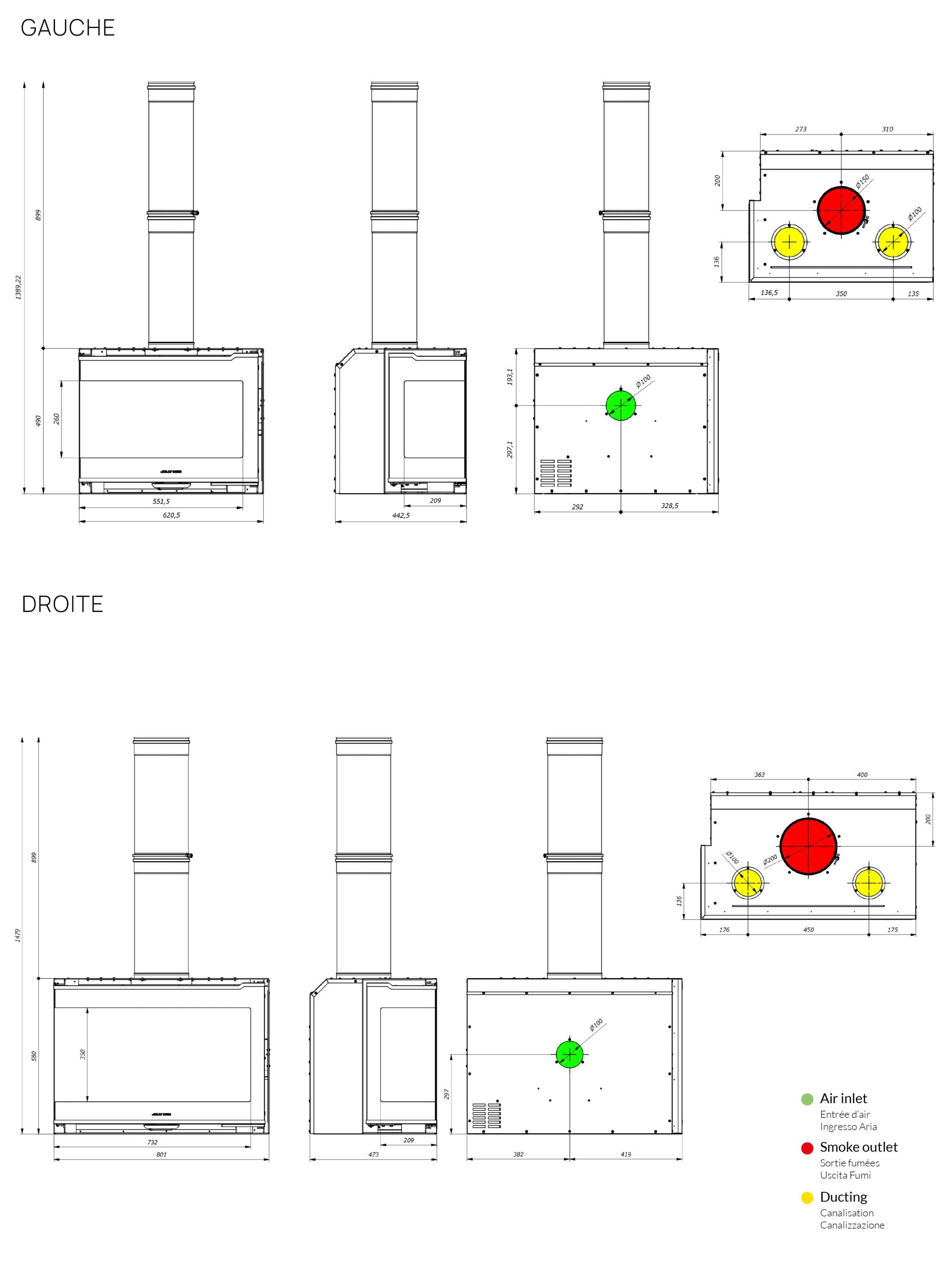 Вставка для углового камина класса A+ Jolly Mec воздушные системы ARCH-00029736 - Вид №4