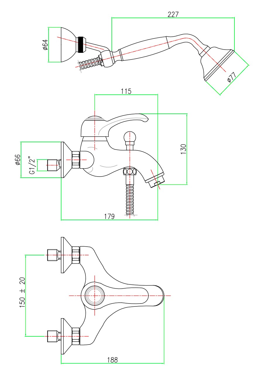 AU850101017 Смеситель для ванны Webert Aurora - Вид №1