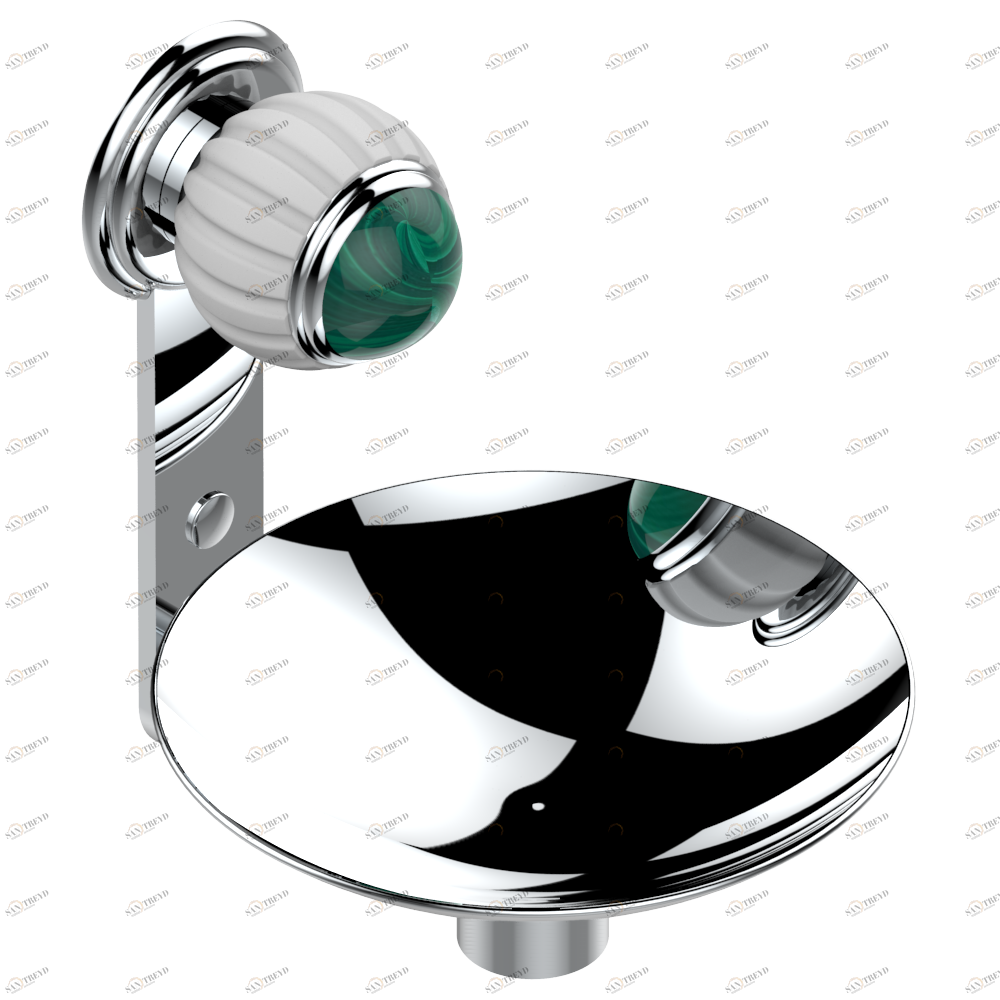A8M-546GM Мыльница настенная, диаметр : 150 мм Thg-paris Vogue с малахитом Хром A8M-546GM CAT.A