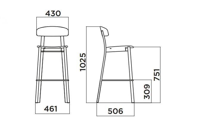 Высокий стул из стали и дерева со спинкой Infiniti Feluca ARCH-00057849 - Вид №3