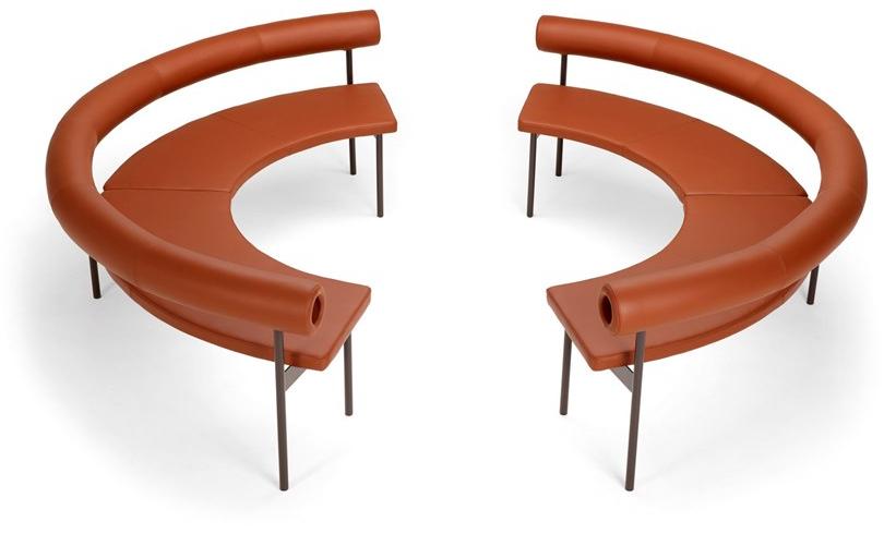 Offecct Изогнутый кожаный диван с полкой для журналов Font sun-id-1489871 - Вид №4