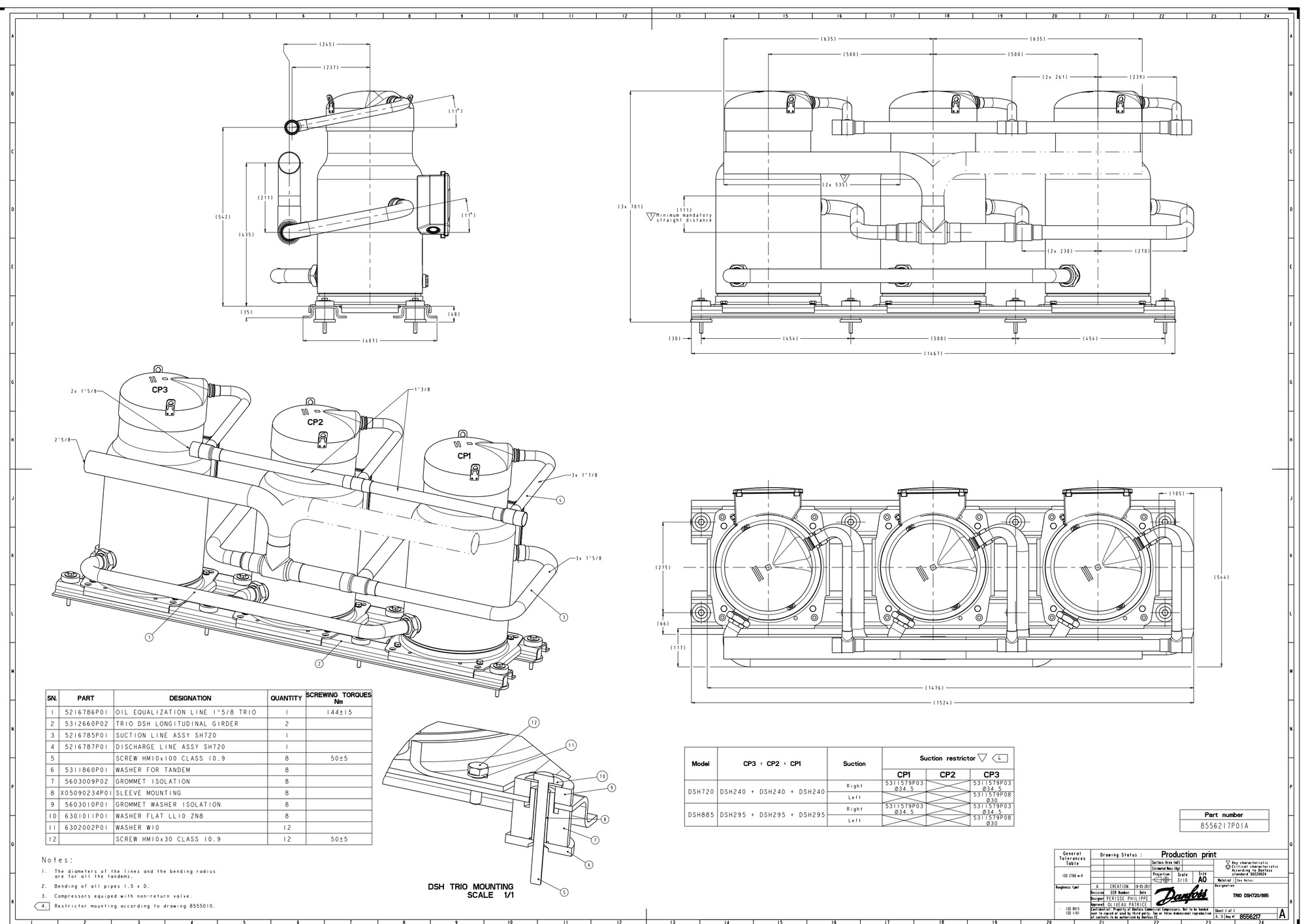 Danfoss DSH — Герметичные спиральные компрессоры, R410A DSH184A4AL Компрессор спиральный 120H1222  - Вид №10
