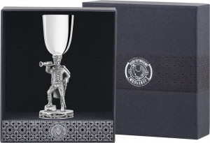 10650891 Аргента (Россия) Рюмка "Трубач"посеребренная полир. с черн.+футляр Посеребрение