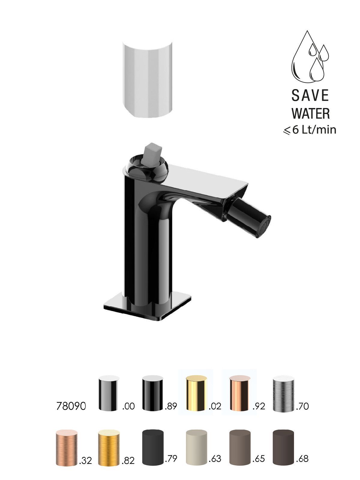 Однорычажный смеситель для биде с ограничителем расхода Rubinetterie Frattini Narciso S ARCH-00114022 - Вид №6