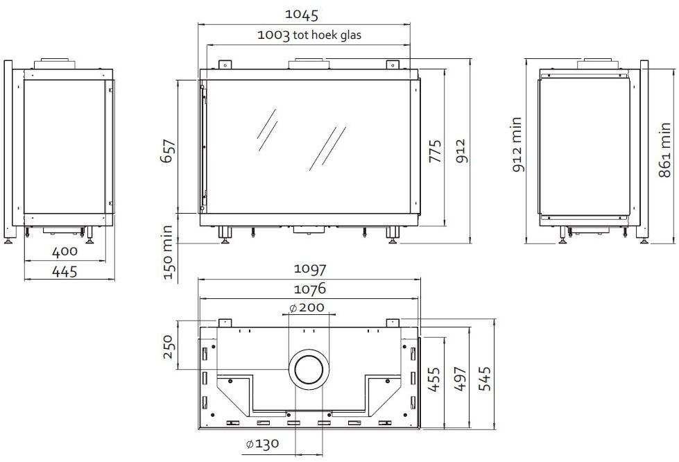 Stûv Угловой газовый камин из стали и стекла Tulp sun-id-1365814 - Вид №1