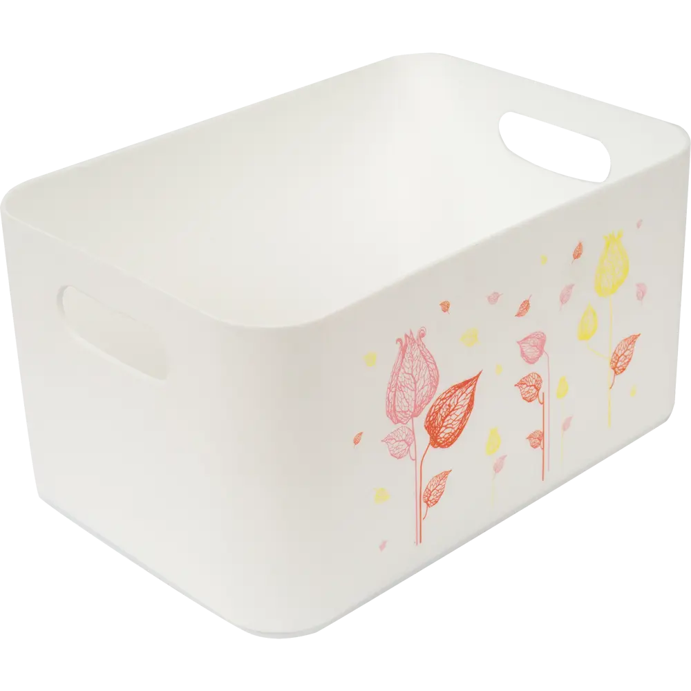 Корзина Flowers Pattern 15.7x12.1x11.5 см пластик цвет белый BEROSSI STLM-2171690
