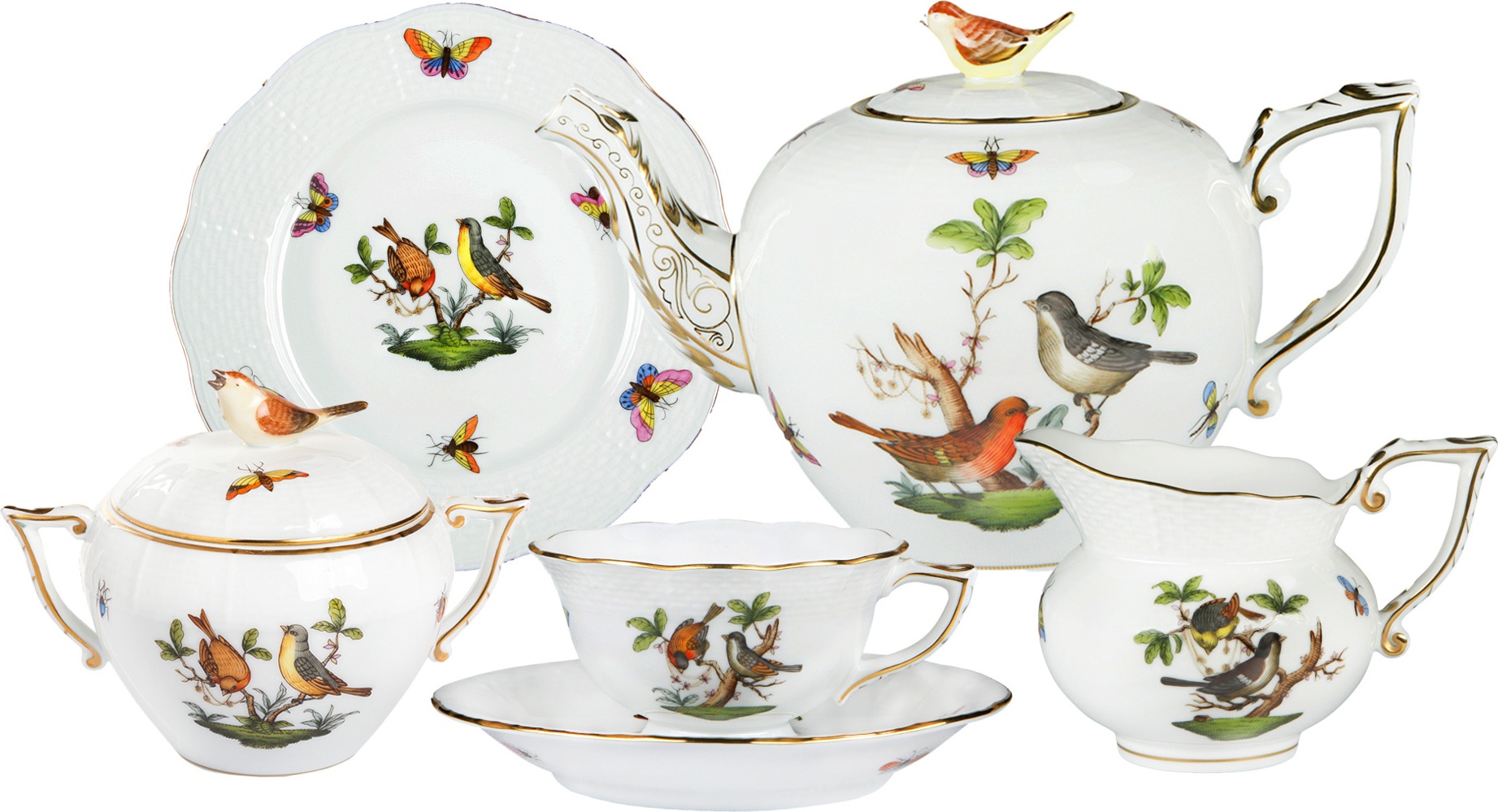 10671269 Herend Сервиз чайный Herend Ротшильд на 6 персон 21 предмет №3 Фарфор, Керамика 