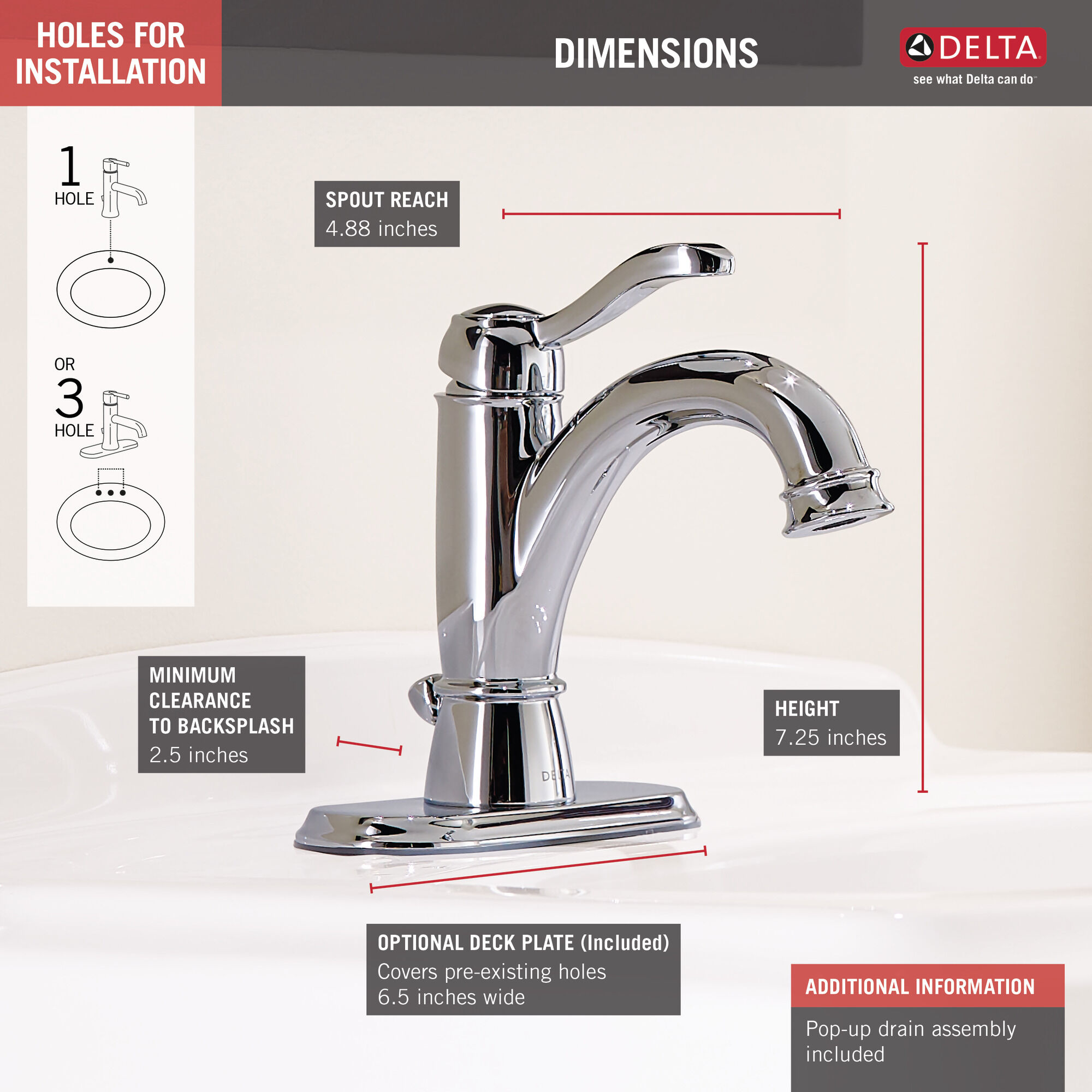 15984LF-ECO Смеситель для ванной с одной ручкой Delta Faucet Porter Хром - Вид №2