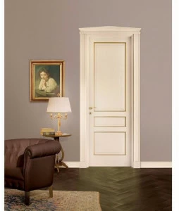 LEGNOFORM Лакированная дверь из массива дерева с золотыми профилями Veneziana