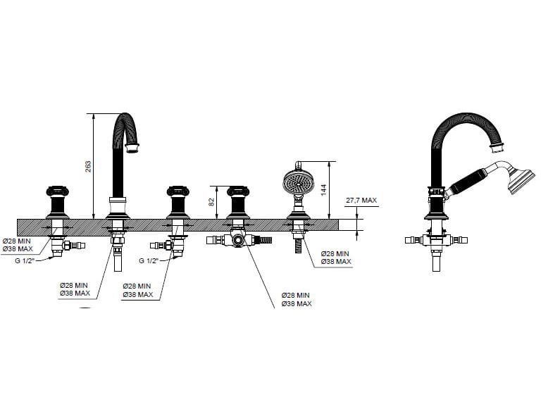 Хромированный латунный кран с 5 отверстиями Bugnatese Olympia ARCH-00130665 - Вид №2