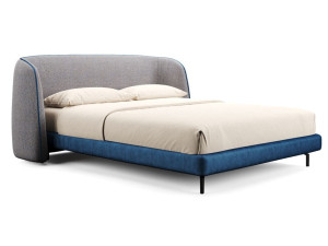 Тканевая кровать с мягким изголовьем