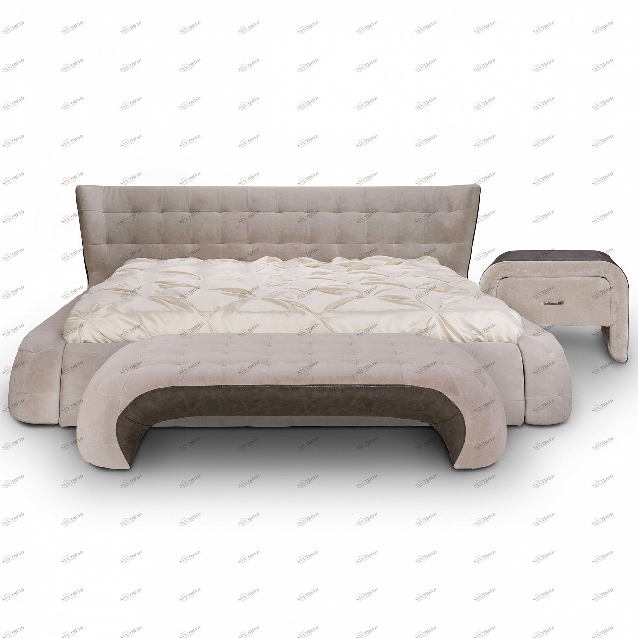 Кровать двуспальная 180х200 бежевая Meridian KELLY LOUNGE ДИЗАЙНЕРСКИЕ 094398 Бежевый 