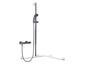 Угловой поручень с подъемным стержнем, душевой кабиной и гибким