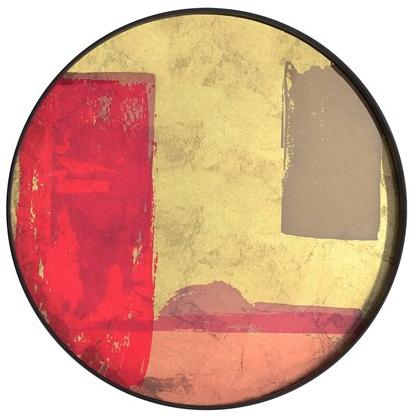 Ethnicraft Круглый поднос из дерева и стекла Bright abstract 20451 - Вид №1