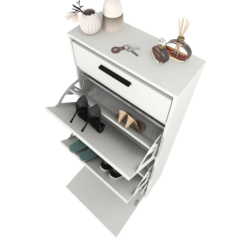 Шкаф для обуви Лион 60x143.5x24 см 3 ящика ЛДСП цвет белый Santreyd STLM-2116973 - Вид №12