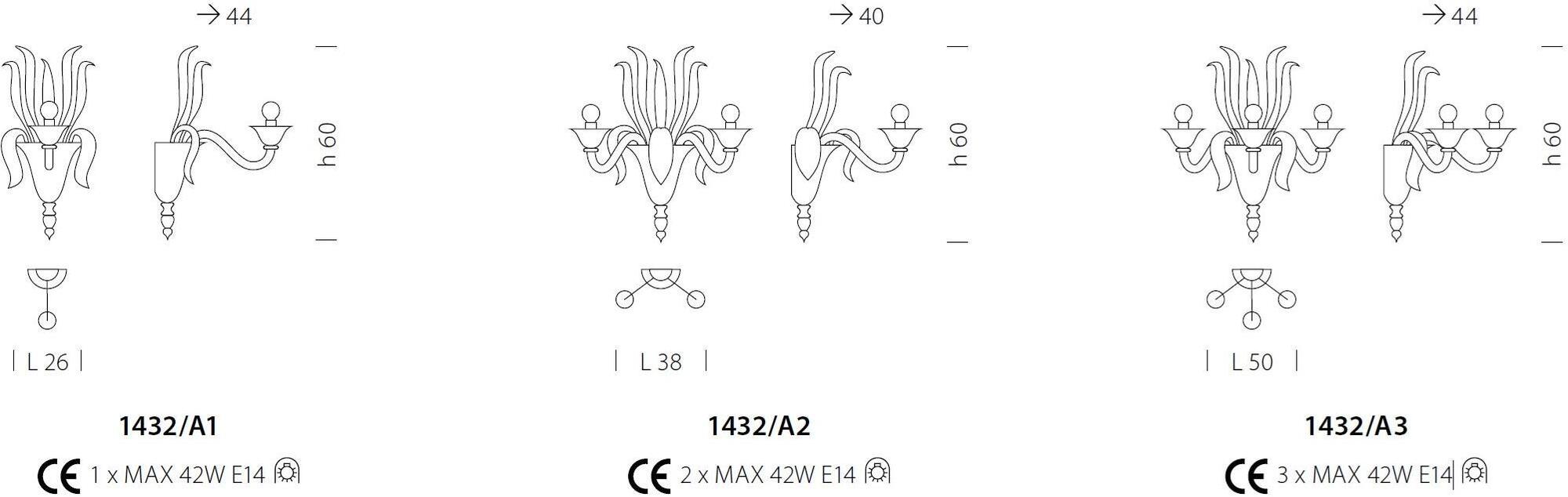 Sylcom Настенный светильник из стекла Pisani 1432 - Вид №2