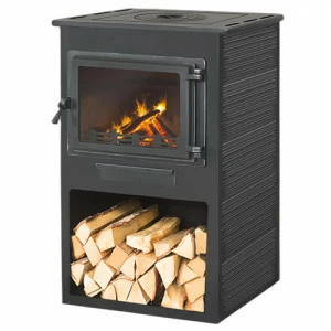 Печь-камин Этна (Панорама) с плитой «Антрацит» высокая