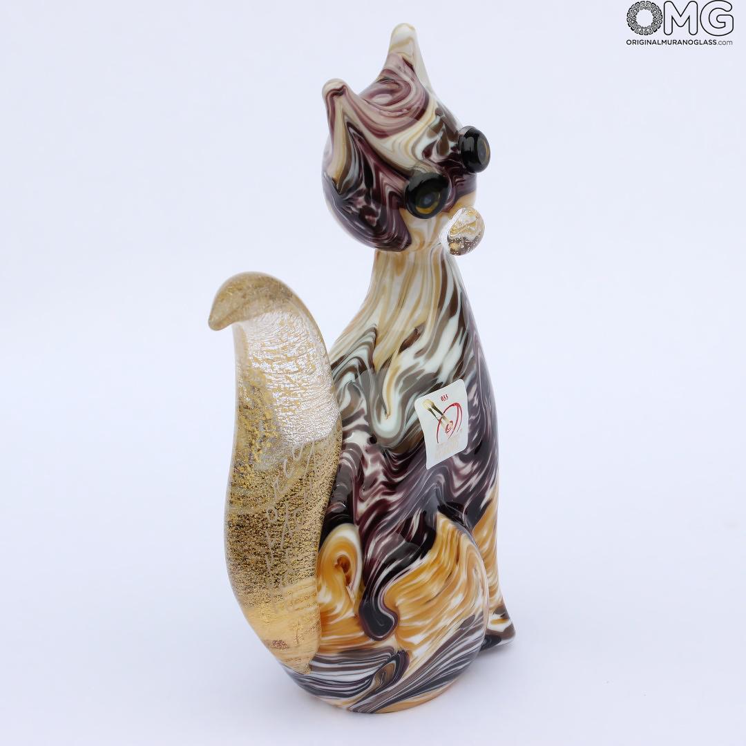 2071 ORIGINALMURANOGLASS Скульптура Разноцветный кот - муранское стекло 10 см  - Вид №1