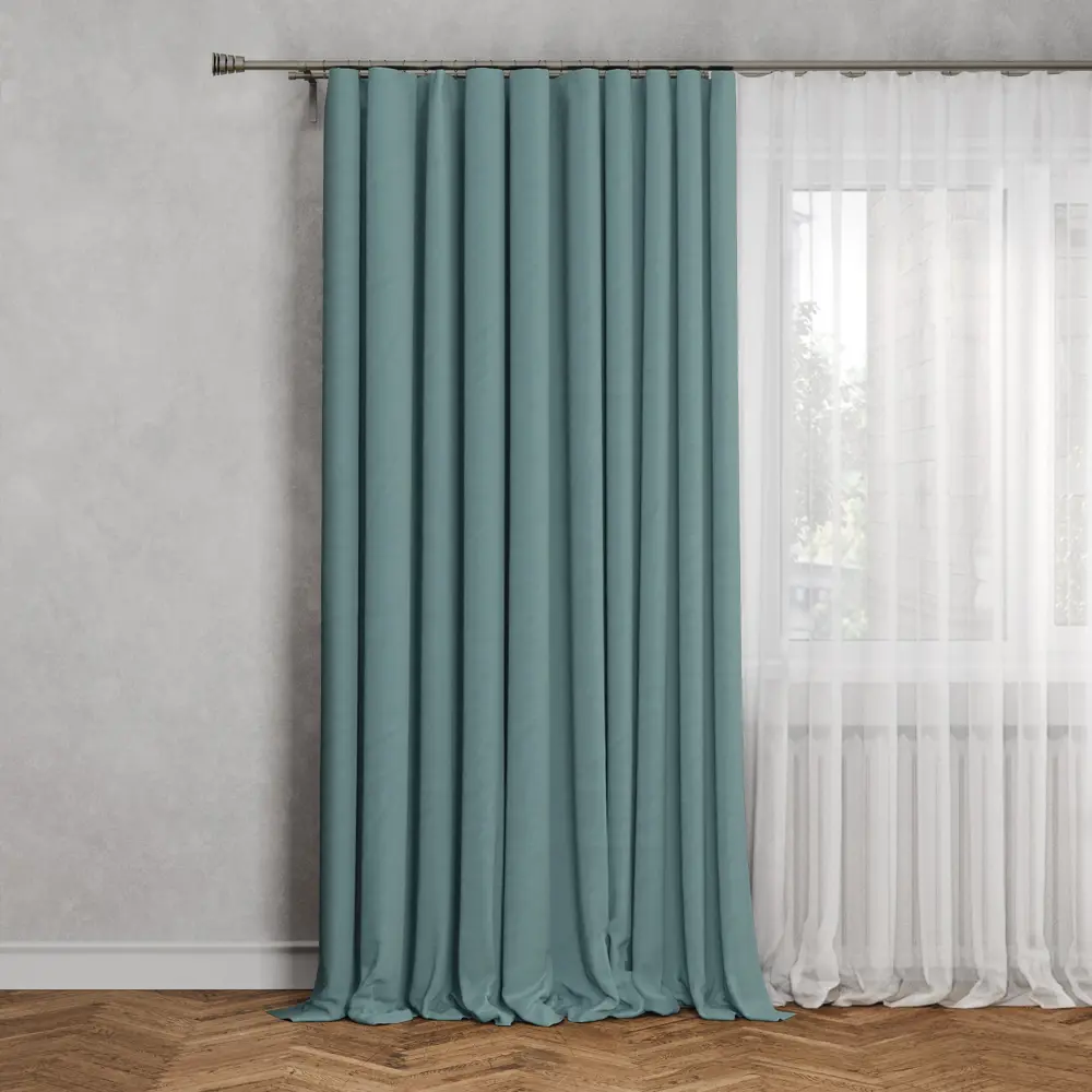 INSPIRE Pharell - штора серо-зеленая с лентой 140×280 см 85179754