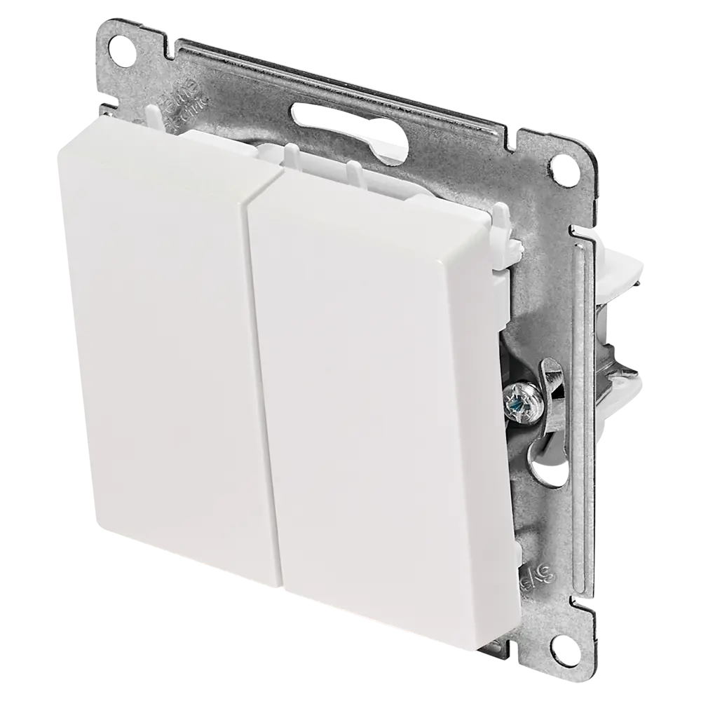 Выключатель встраиваемый Systeme Electric AtlasDesign 2 клавиши цвет жемчужный STLM-2132300 - Вид №1